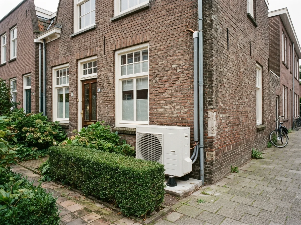 Woning met warmtepomp-buitenunit